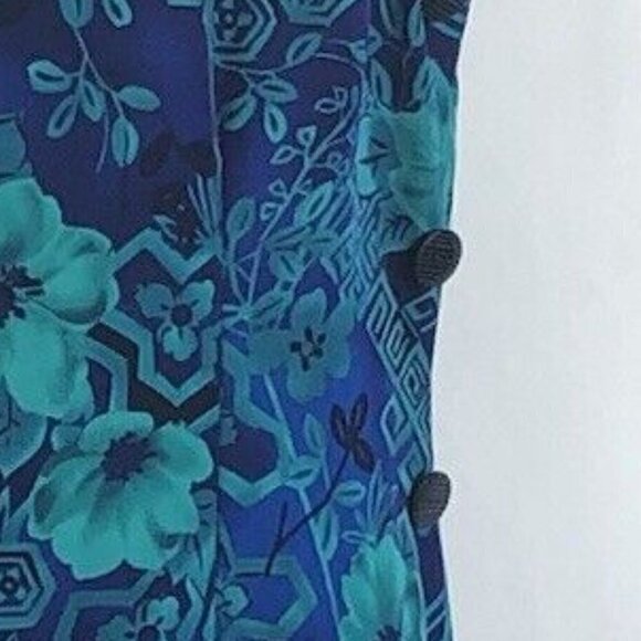 Vintage Dress R&K Sleeveless Shift Floral Tropical Open Side Button Up - Picture 15 of 15